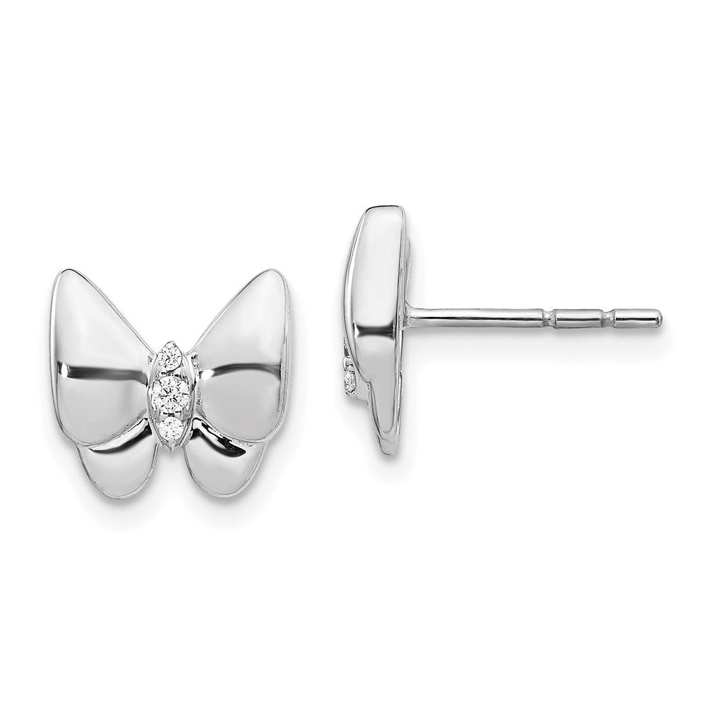 14k White Gold 9 mm Diamond Butterfly Earrings (2.09 grams)