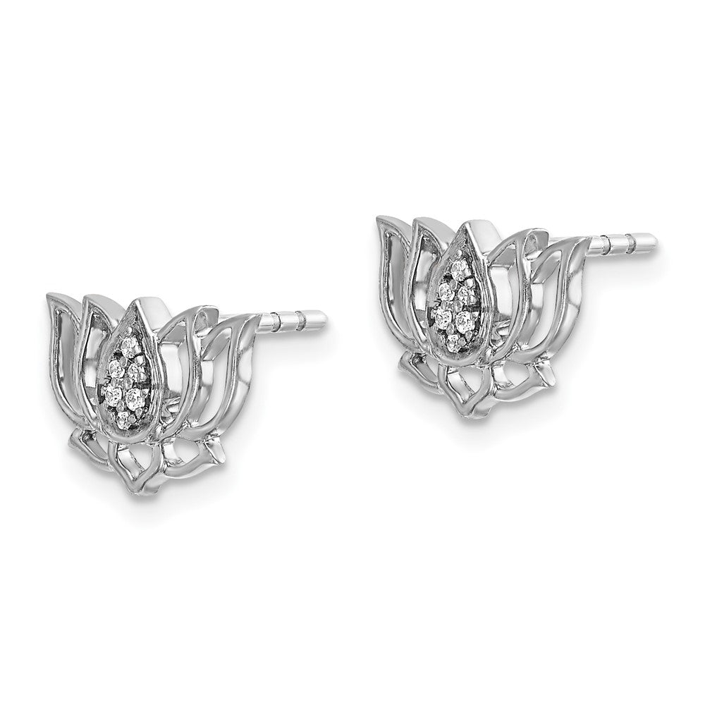 14k White Gold 12 mm Diamond Lotus Flower Earrings (1.66 grams)