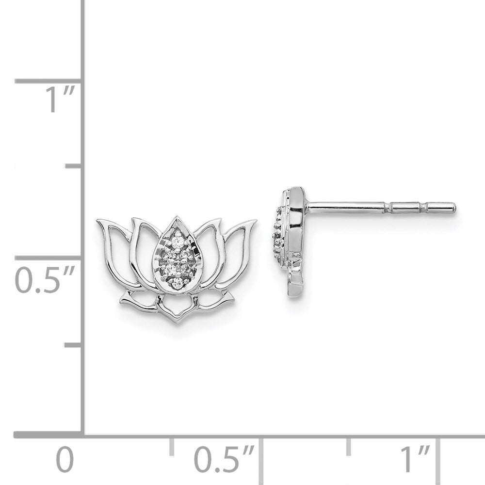 14k White Gold 12 mm Diamond Lotus Flower Earrings (1.66 grams)