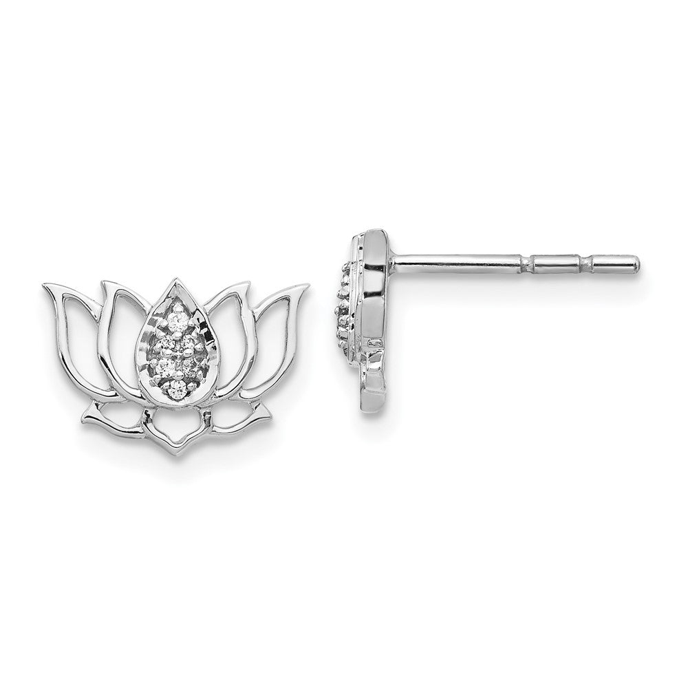 14k White Gold 12 mm Diamond Lotus Flower Earrings (1.66 grams)