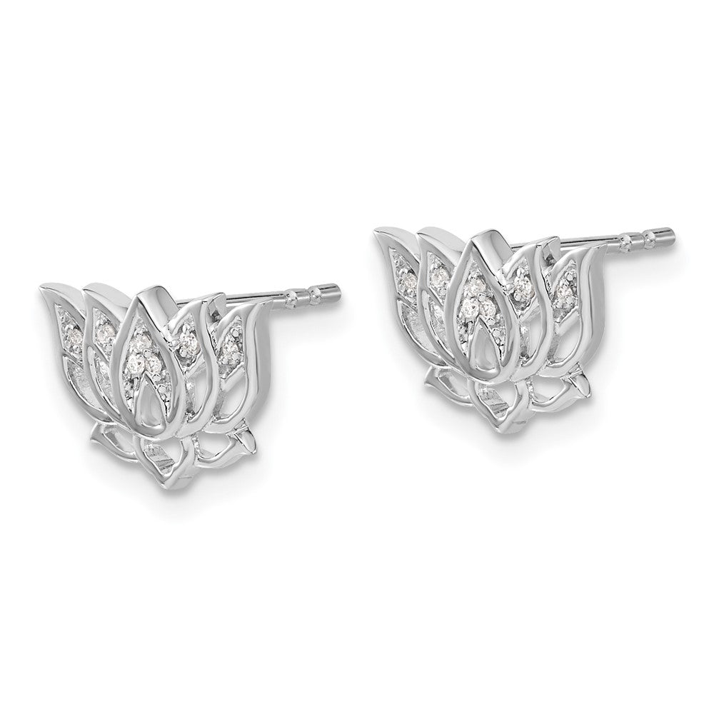 14k White Gold 12 mm Diamond Lotus Flower Earrings (1.66 grams)