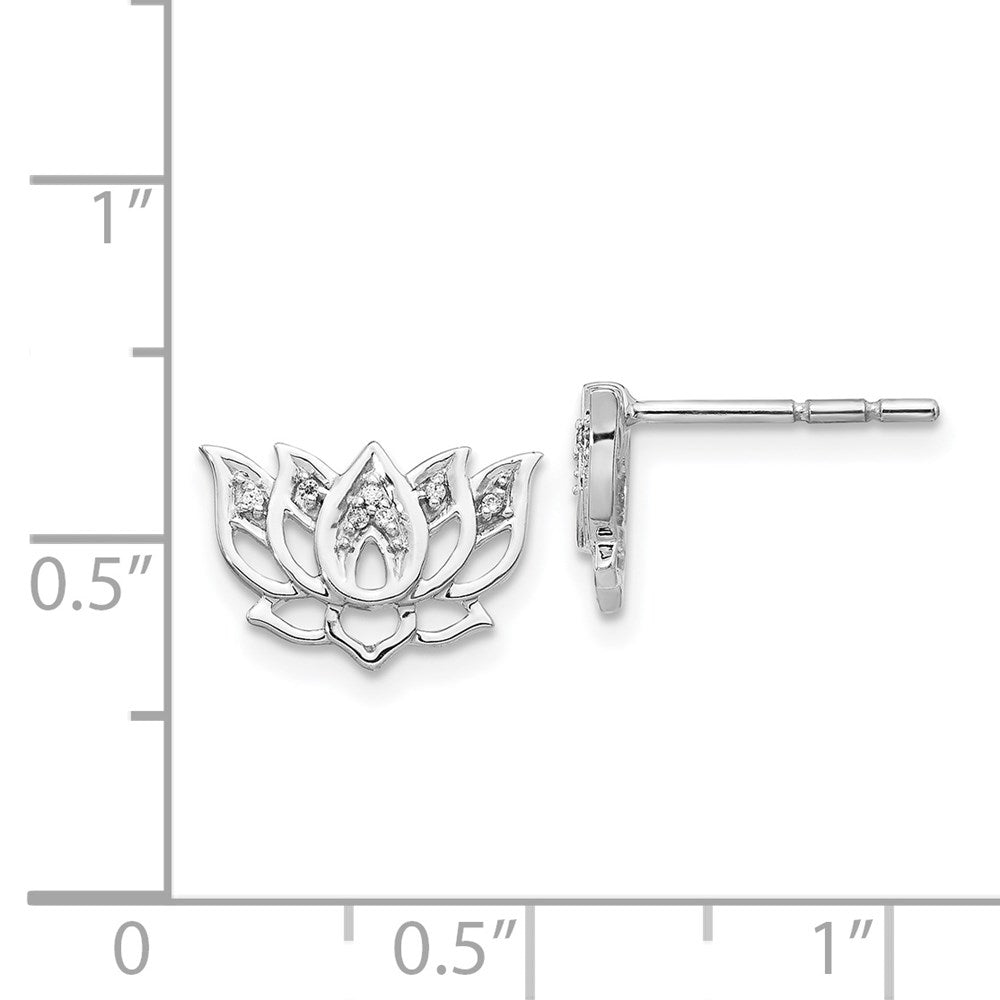 14k White Gold 12 mm Diamond Lotus Flower Earrings (1.66 grams)