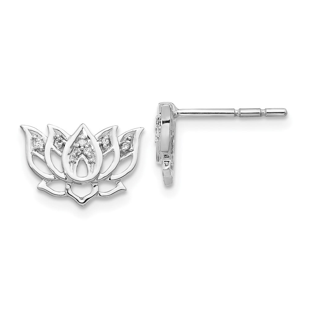 14k White Gold 12 mm Diamond Lotus Flower Earrings (1.66 grams)