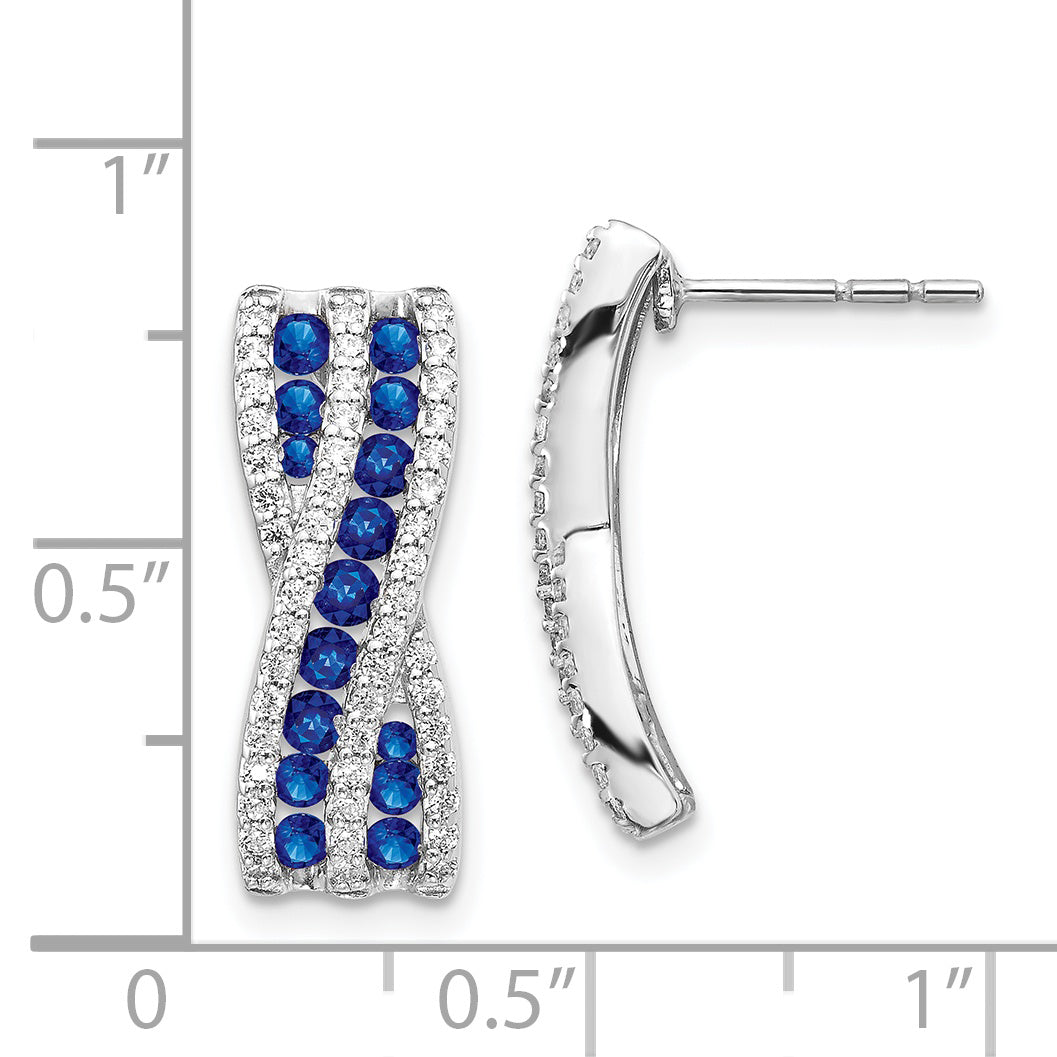 14k White Gold Diamond and Sapphire Fancy Earrings (4.05 grams)