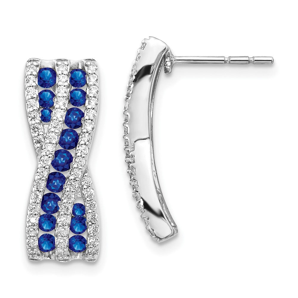 14k White Gold Diamond and Sapphire Fancy Earrings (4.05 grams)