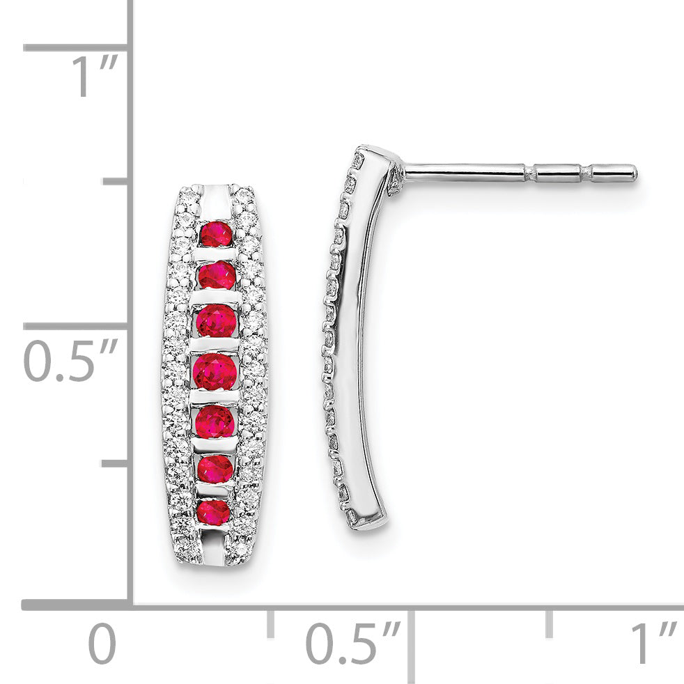 14k White Gold Diamond and Ruby Fancy Earrings (2.1 grams)