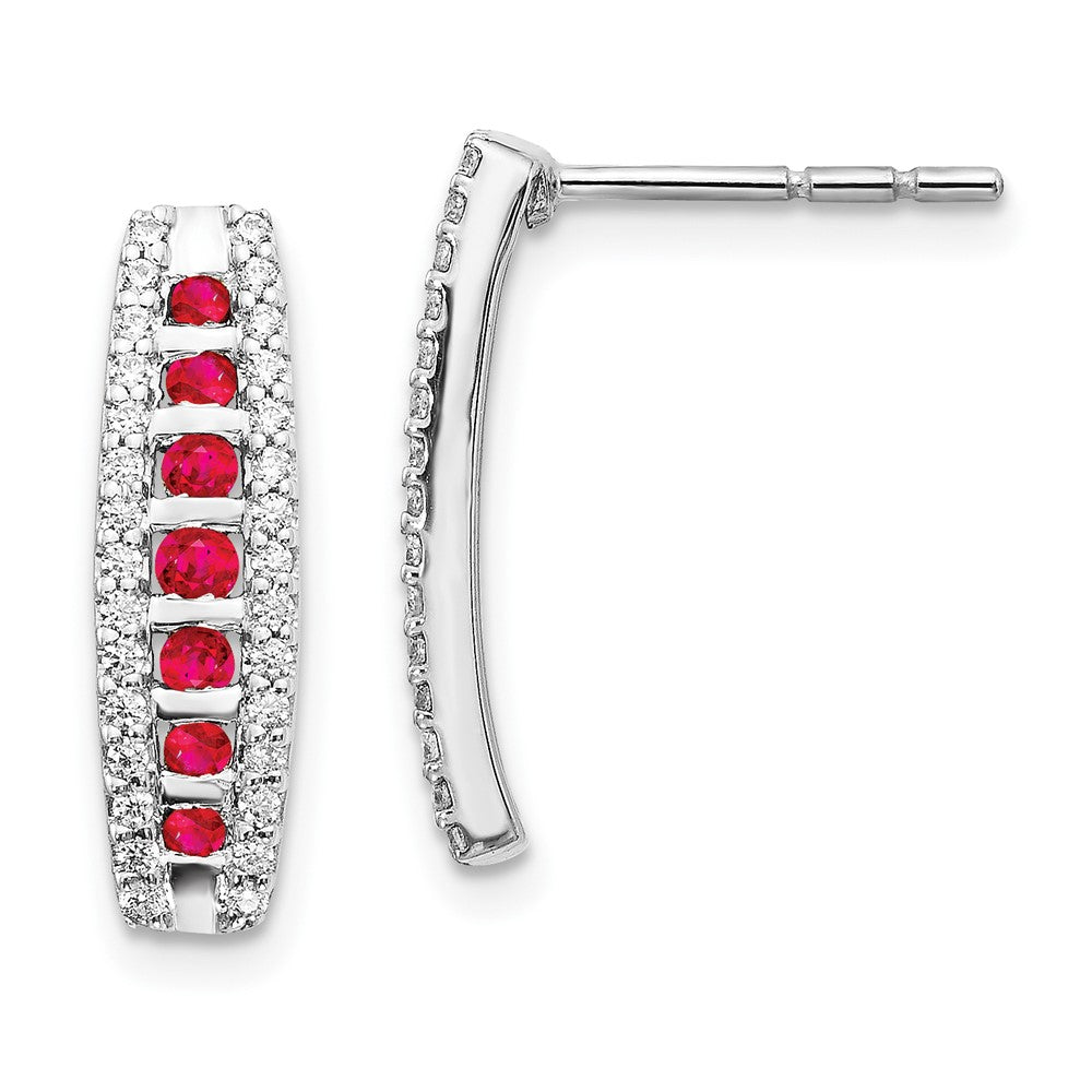 14k White Gold Diamond and Ruby Fancy Earrings (2.1 grams)