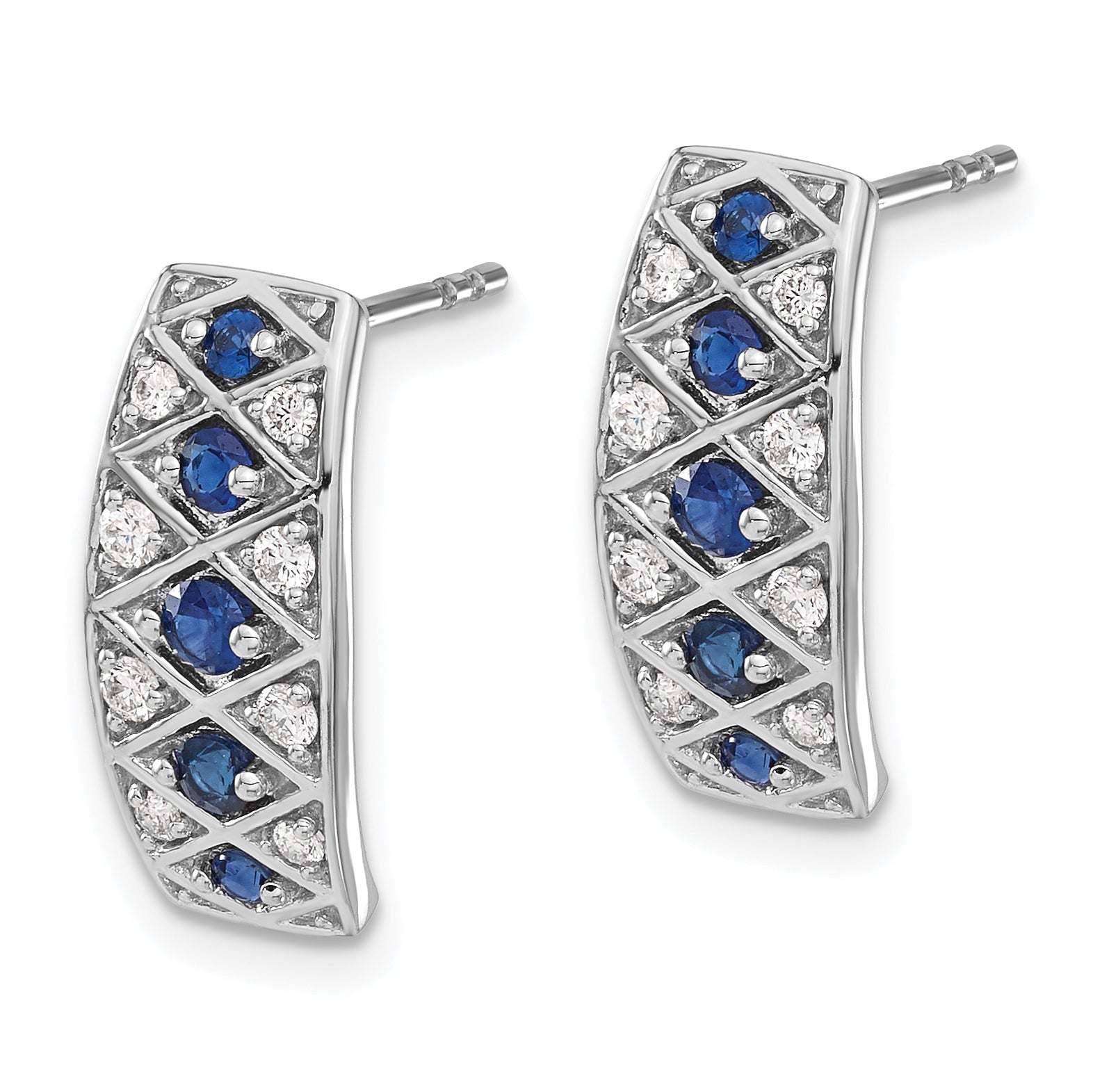 14k White Gold Diamond and Sapphire Fancy Earrings (2.95 grams)