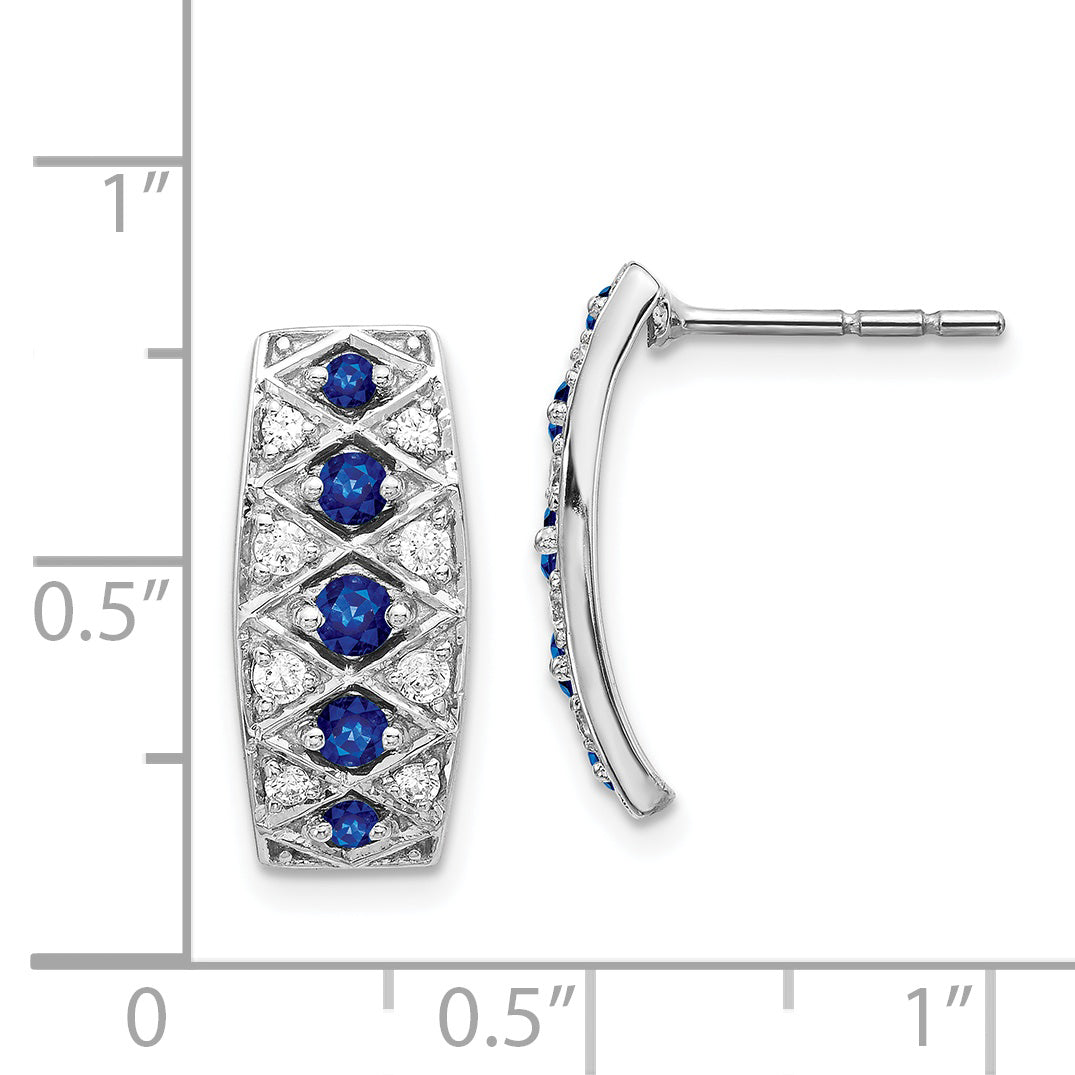 14k White Gold Diamond and Sapphire Fancy Earrings (2.95 grams)