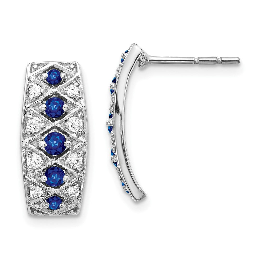 14k White Gold Diamond and Sapphire Fancy Earrings (2.95 grams)