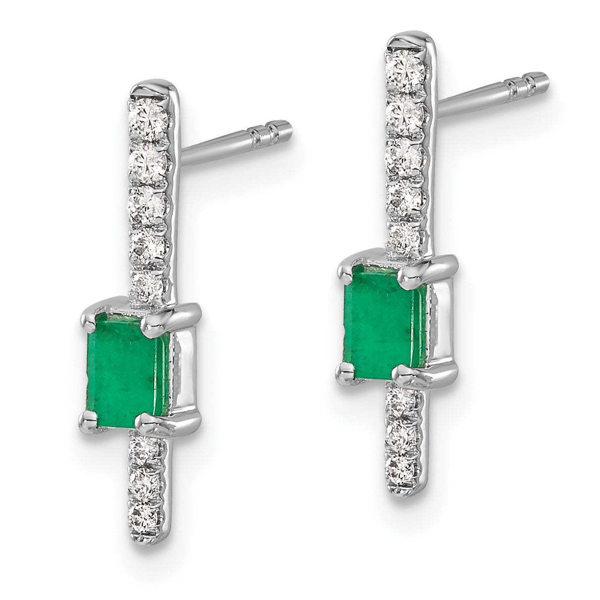 14k White Gold Diamond and Emerald Fancy Earrings (1.4 grams)