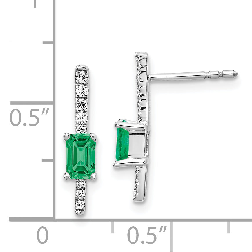 14k White Gold Diamond and Emerald Fancy Earrings (1.4 grams)