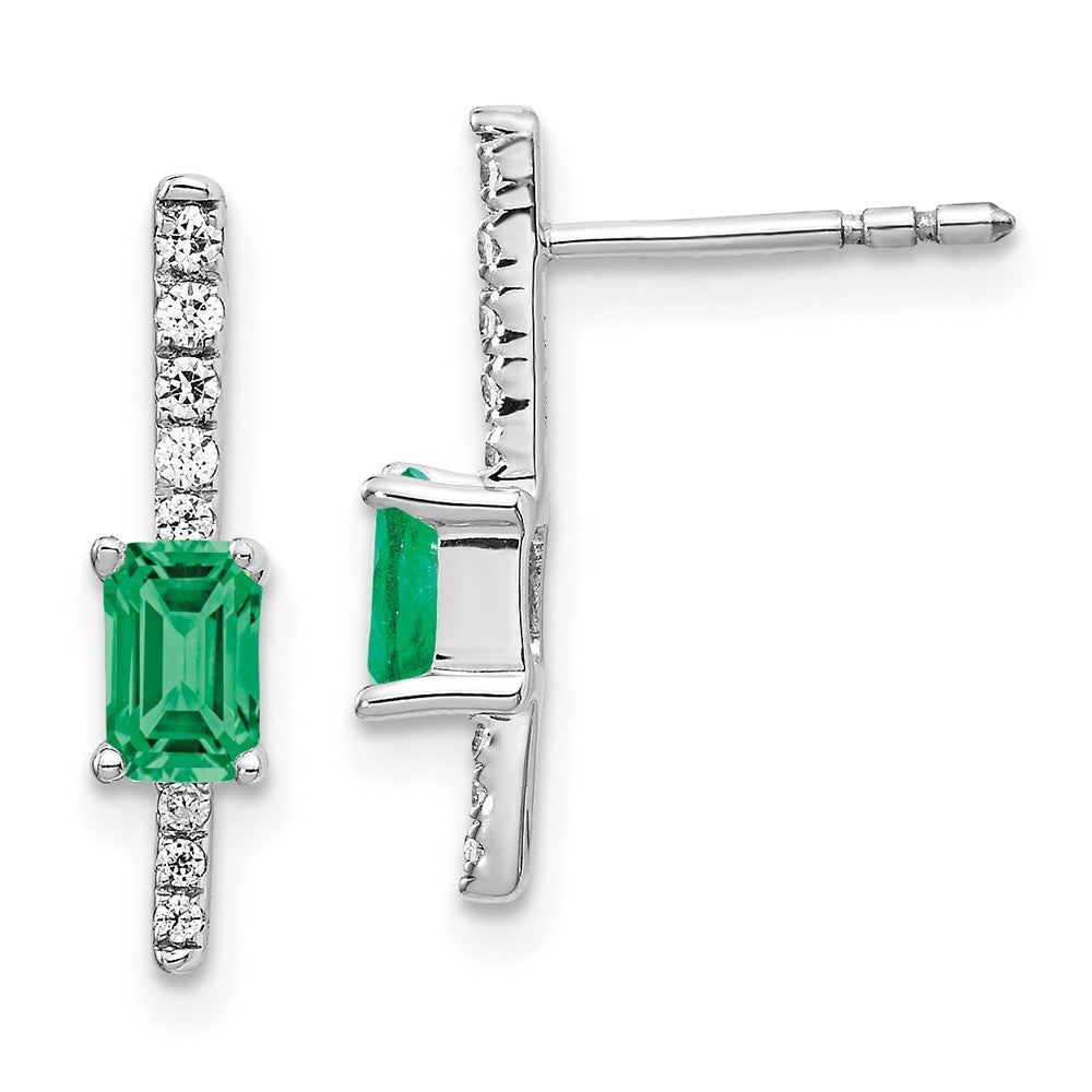 14k White Gold Diamond and Emerald Fancy Earrings (1.4 grams)