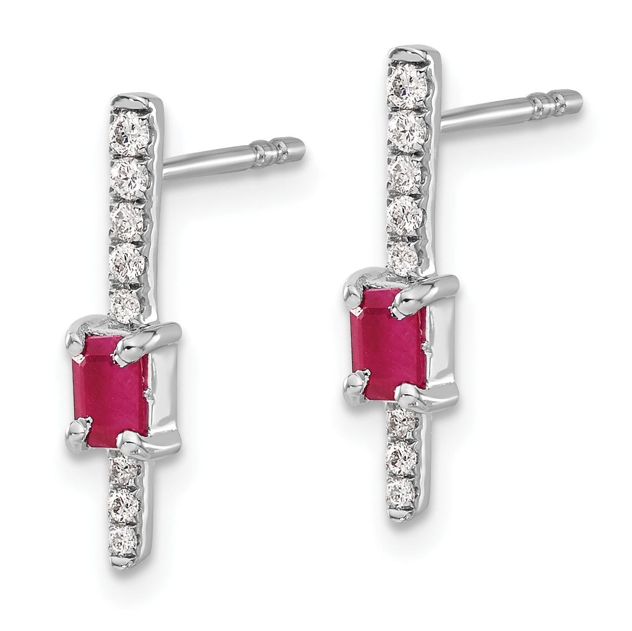 14k White Gold Diamond and Ruby Fancy Earrings (1.4 grams)