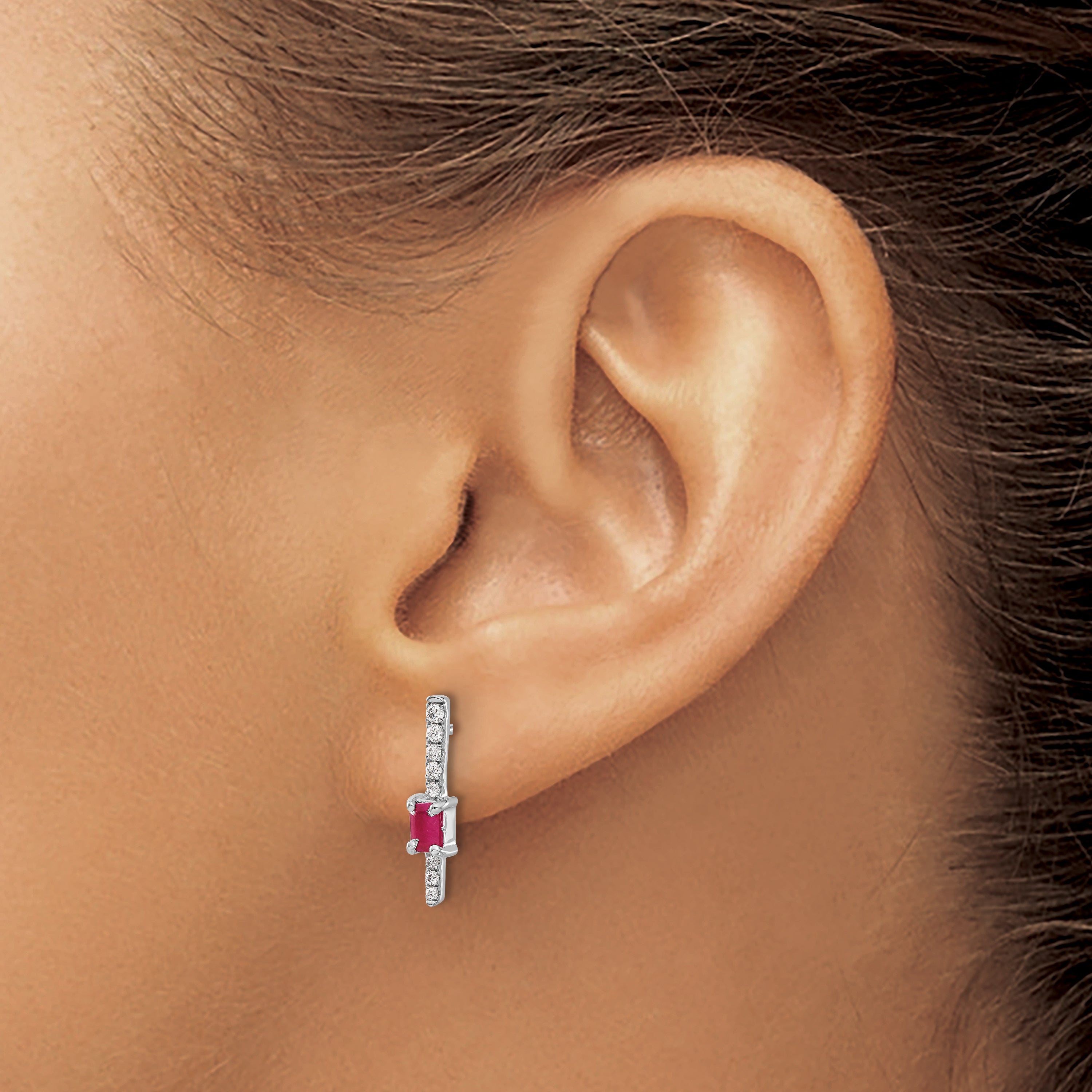 14k White Gold Diamond and Ruby Fancy Earrings (1.4 grams)