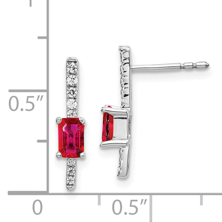 14k White Gold Diamond and Ruby Fancy Earrings (1.4 grams)