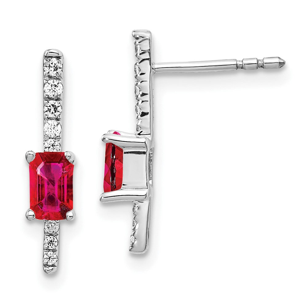 14k White Gold Diamond and Ruby Fancy Earrings (1.4 grams)