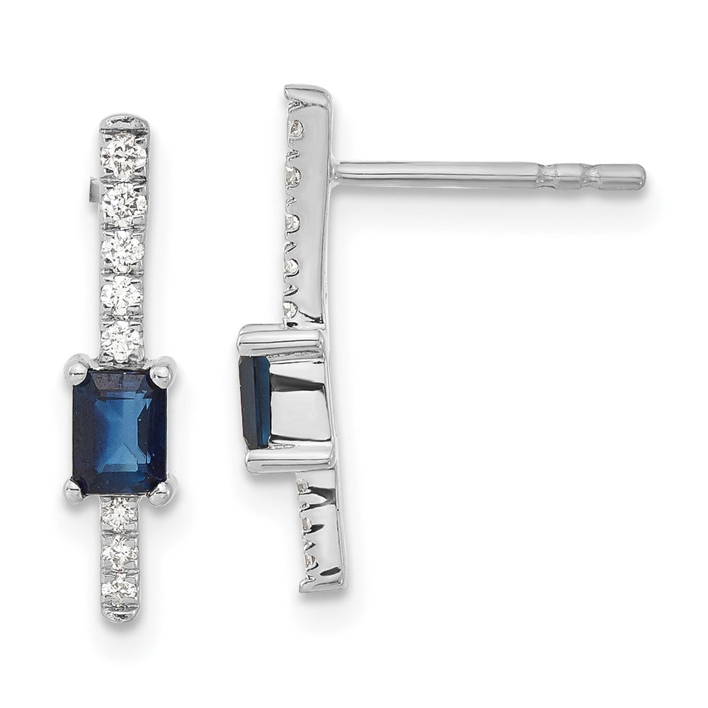 14k White Gold Diamond and Sapphire Fancy Earrings (1.4 grams)