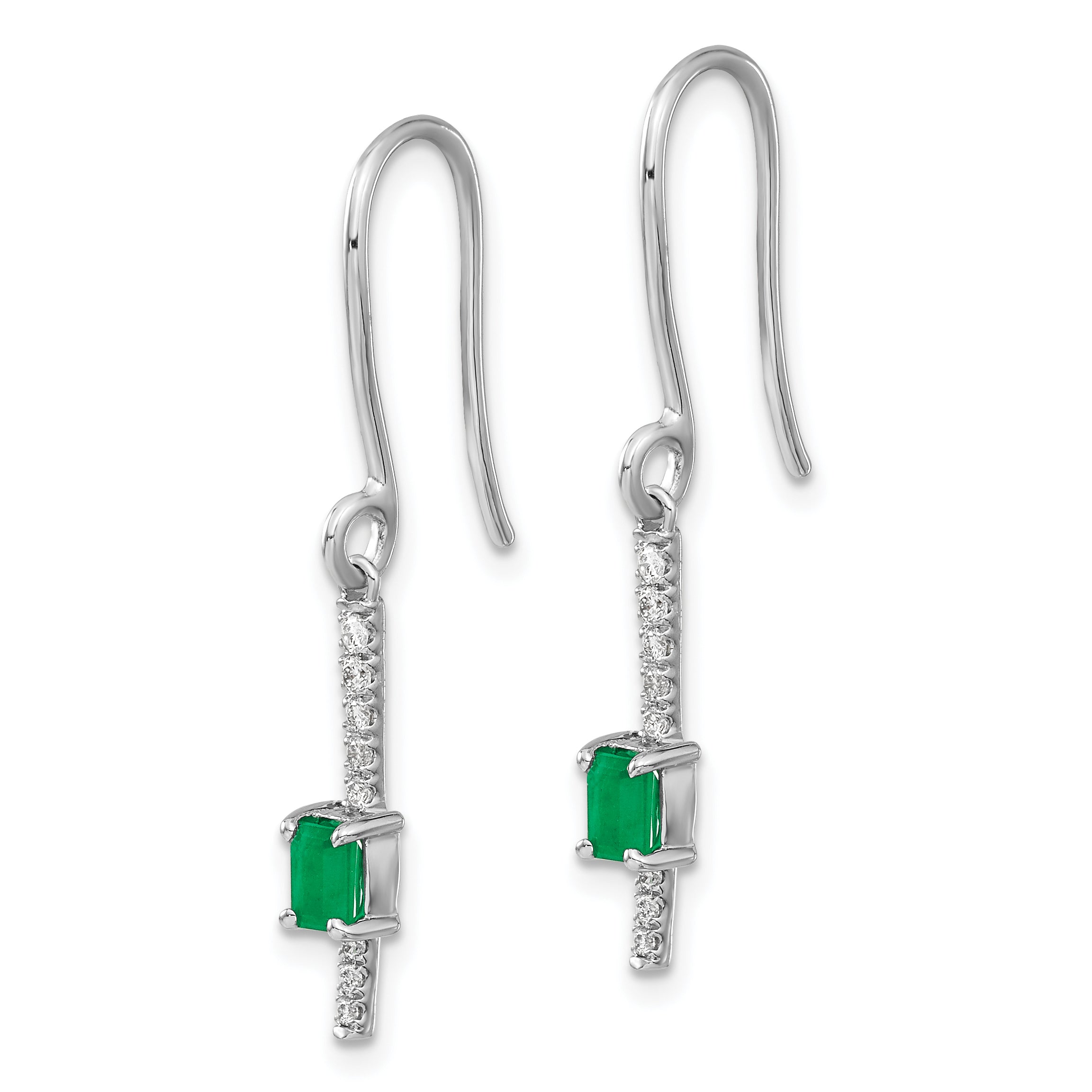 14k White Gold Diamond and Emerald Fancy Earrings (1.7 grams)