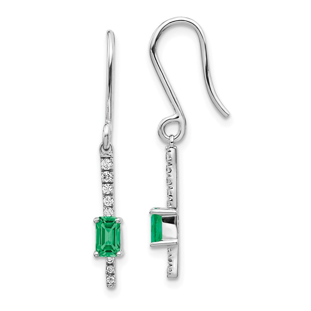 14k White Gold Diamond and Emerald Fancy Earrings (1.7 grams)