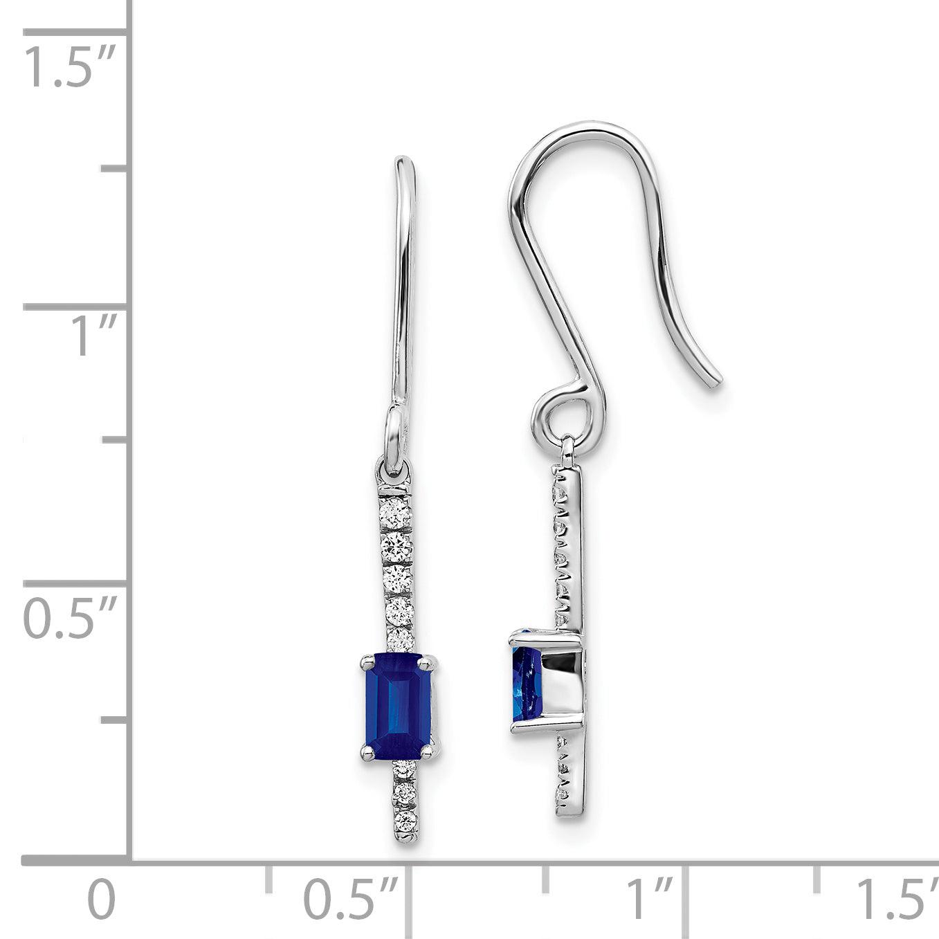 14k White Gold Diamond and Sapphire Fancy Earrings (1.7 grams)