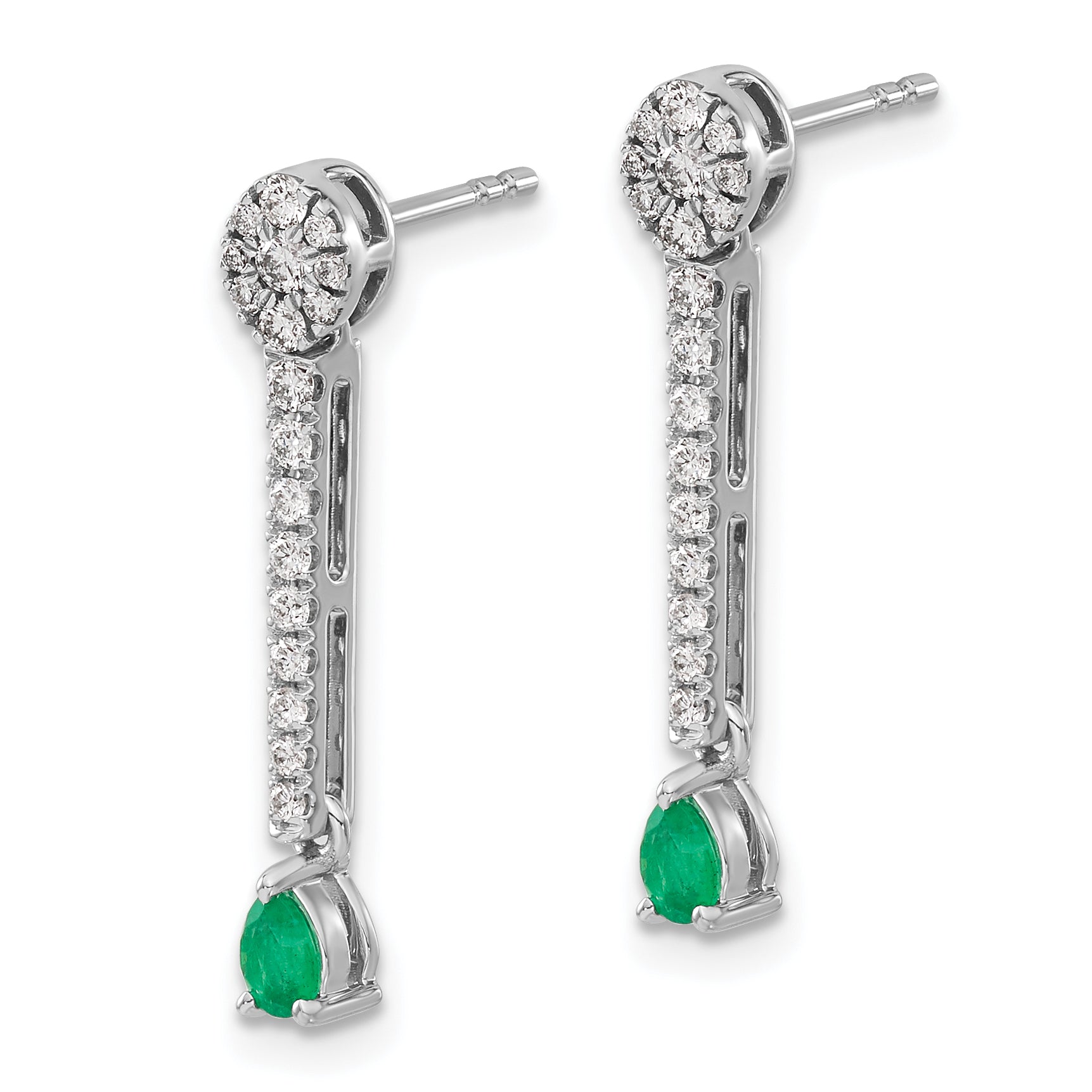 14k White Gold Diamond and Emerald Fancy Earrings (2.05 grams)