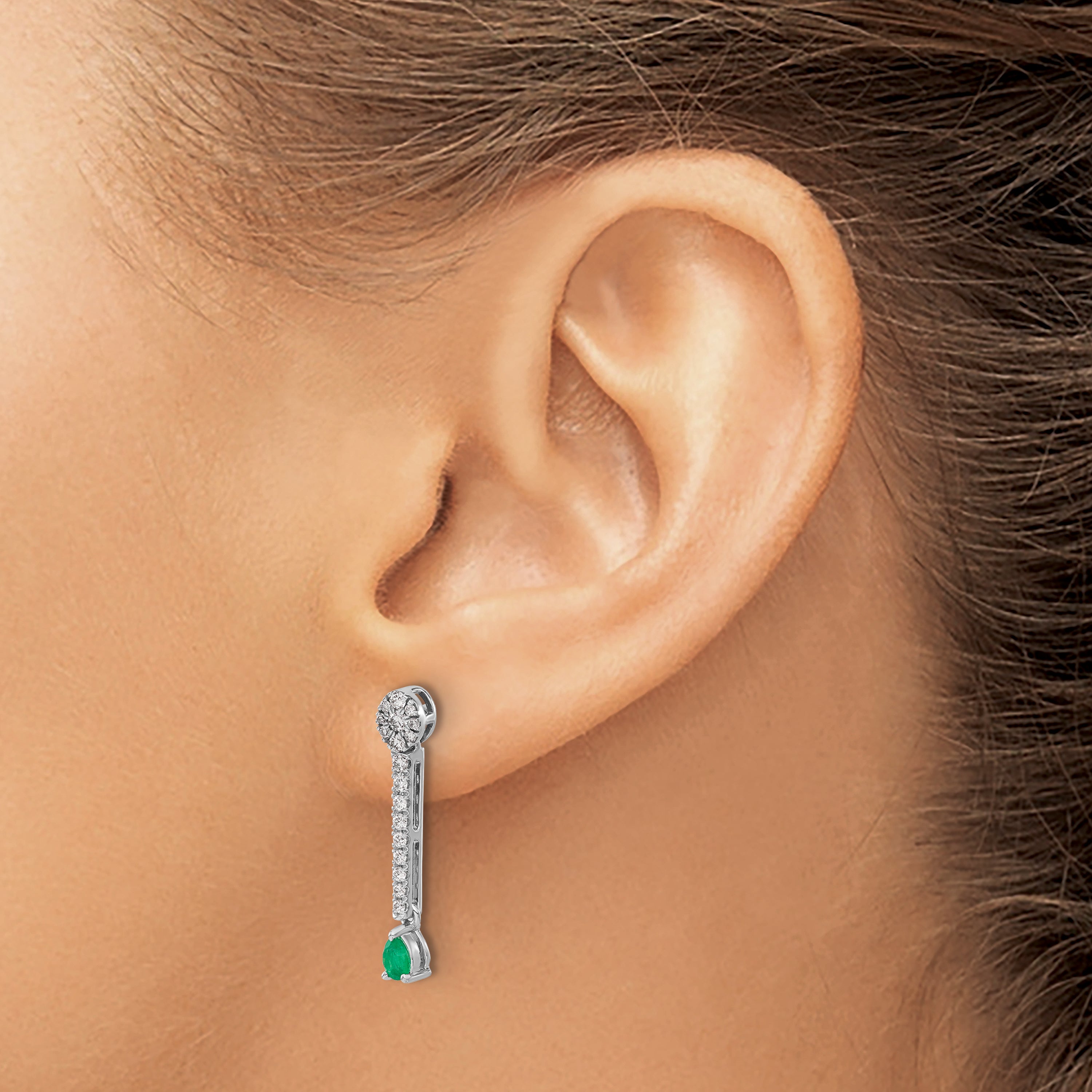 14k White Gold Diamond and Emerald Fancy Earrings (2.05 grams)