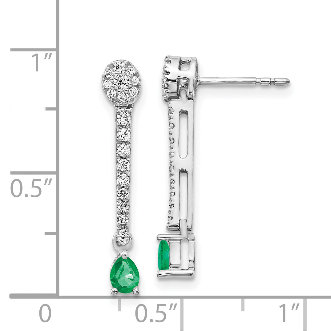 14k White Gold Diamond and Emerald Fancy Earrings (2.05 grams)