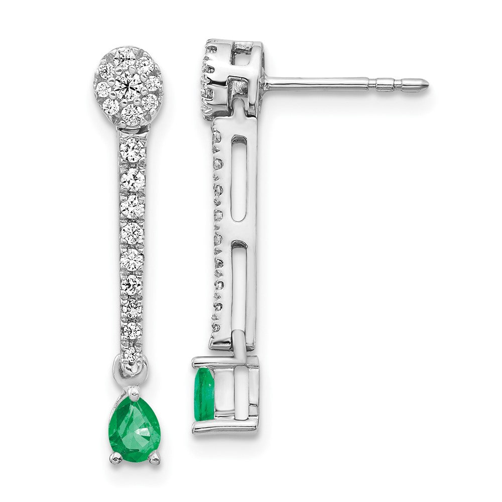 14k White Gold Diamond and Emerald Fancy Earrings (2.05 grams)