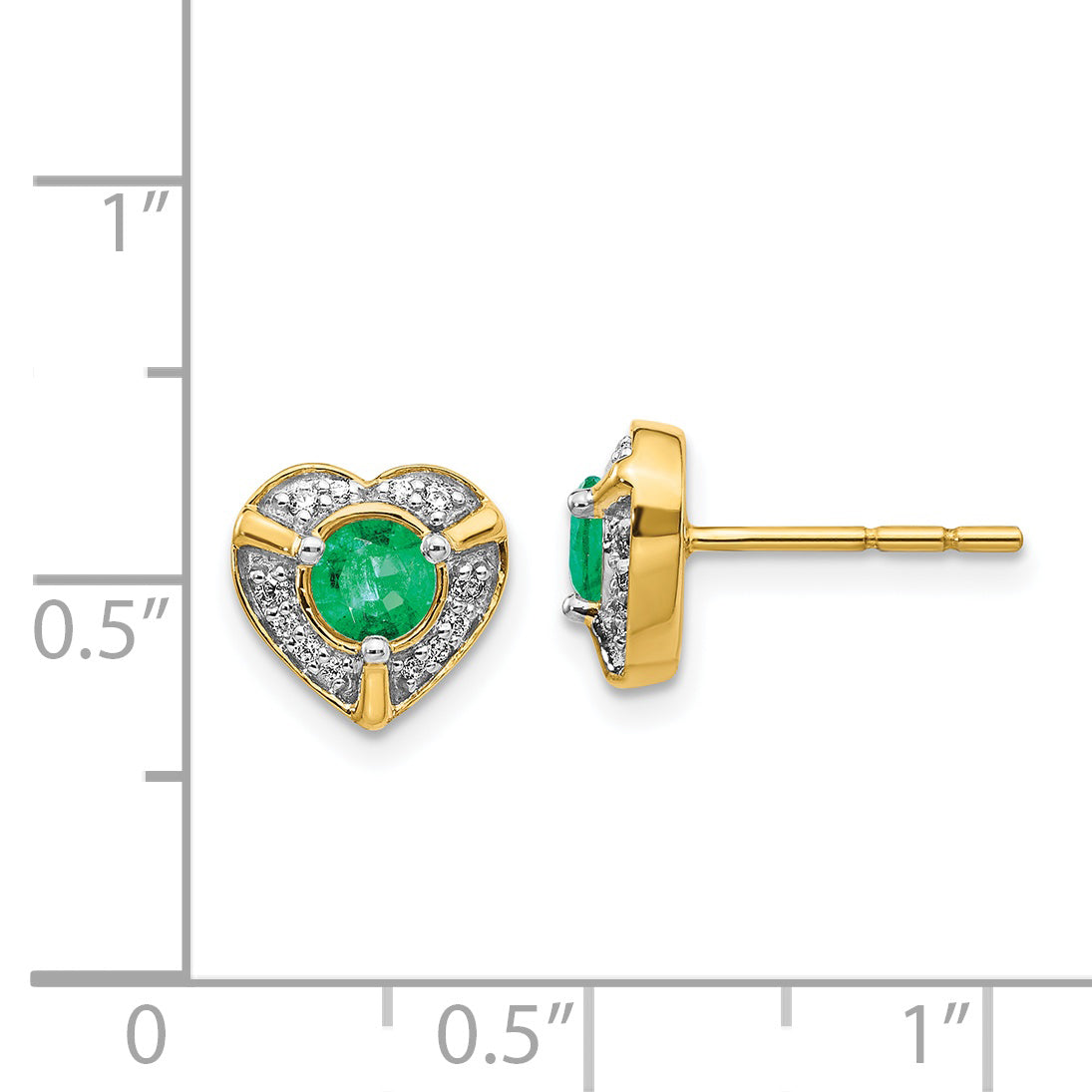 14k Diamond and Emerald Fancy Heart Earrings (2.25 grams)