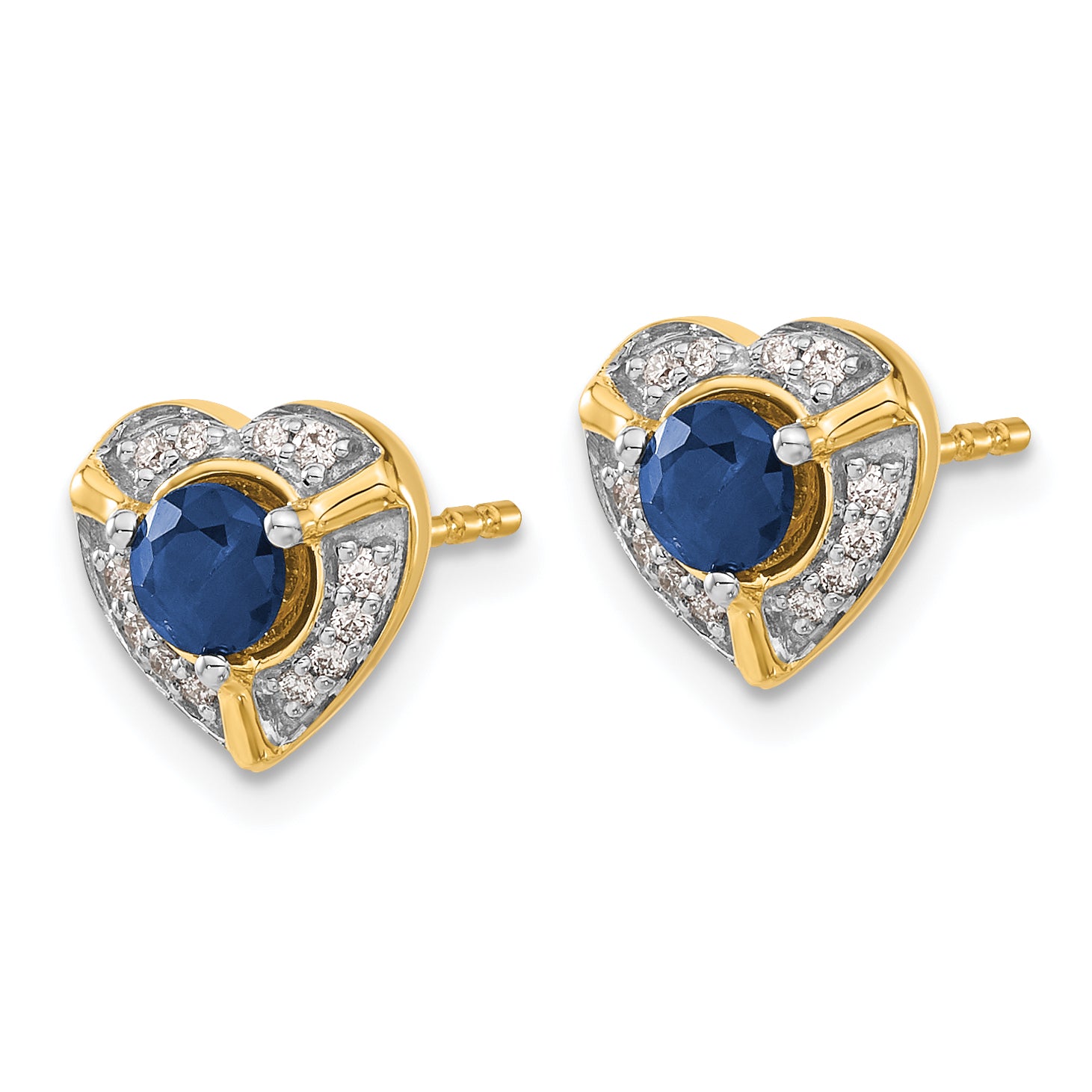 14k Diamond and Sapphire Fancy Heart Earrings (2.25 grams)