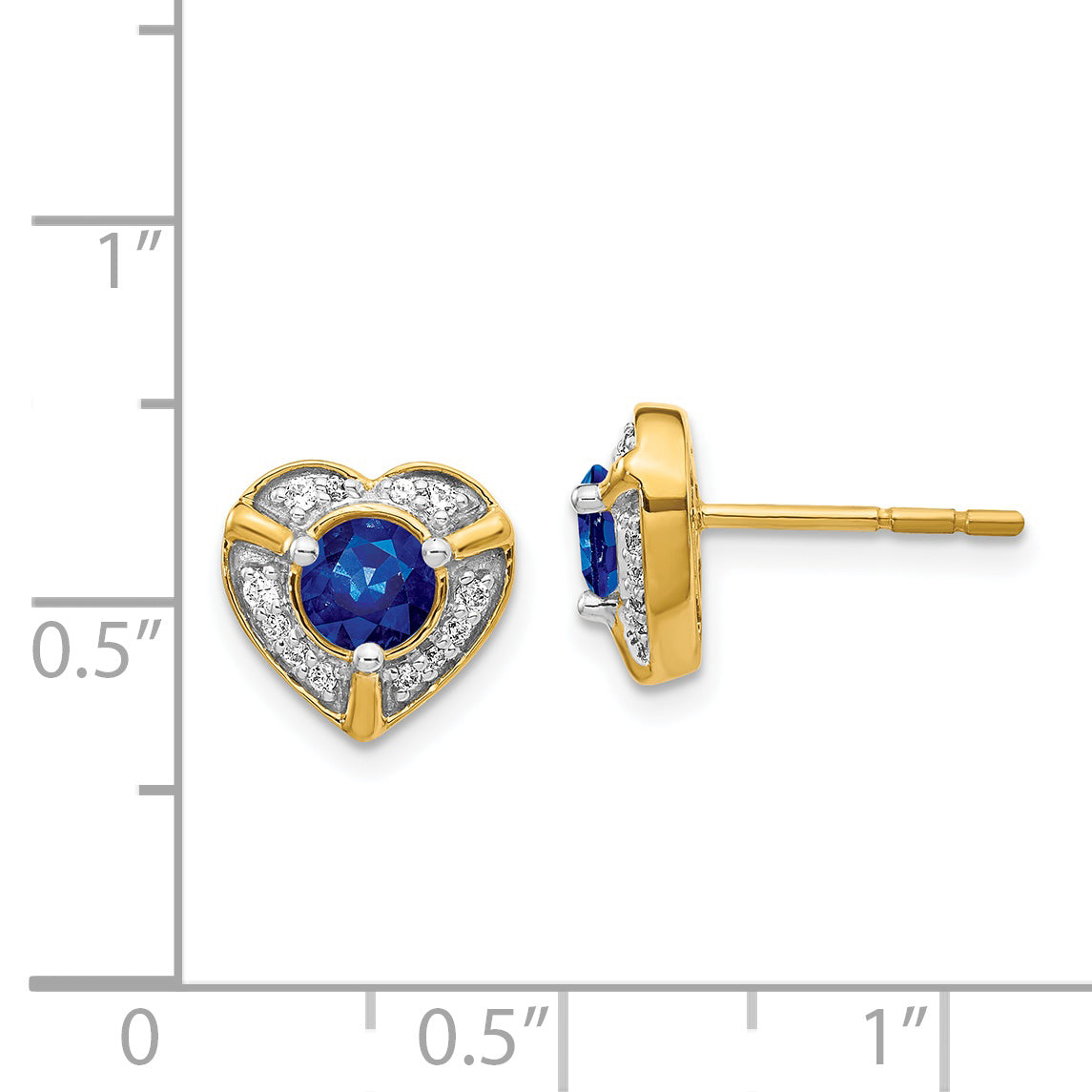 14k Diamond and Sapphire Fancy Heart Earrings (2.65 grams)