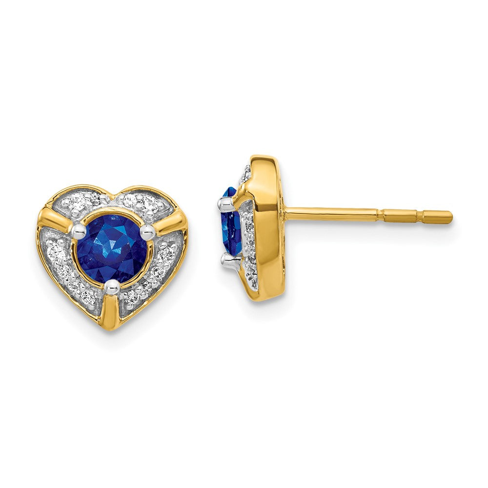 14k Diamond and Sapphire Fancy Heart Earrings (2.65 grams)