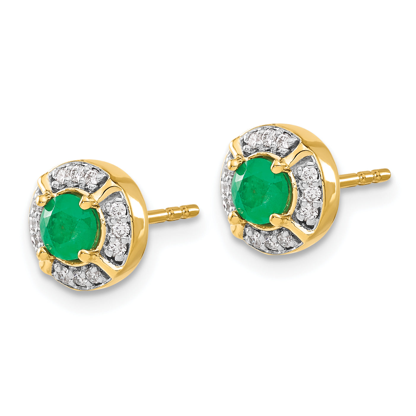 14k Diamond and Emerald Fancy Halo Earrings (2.45 grams)