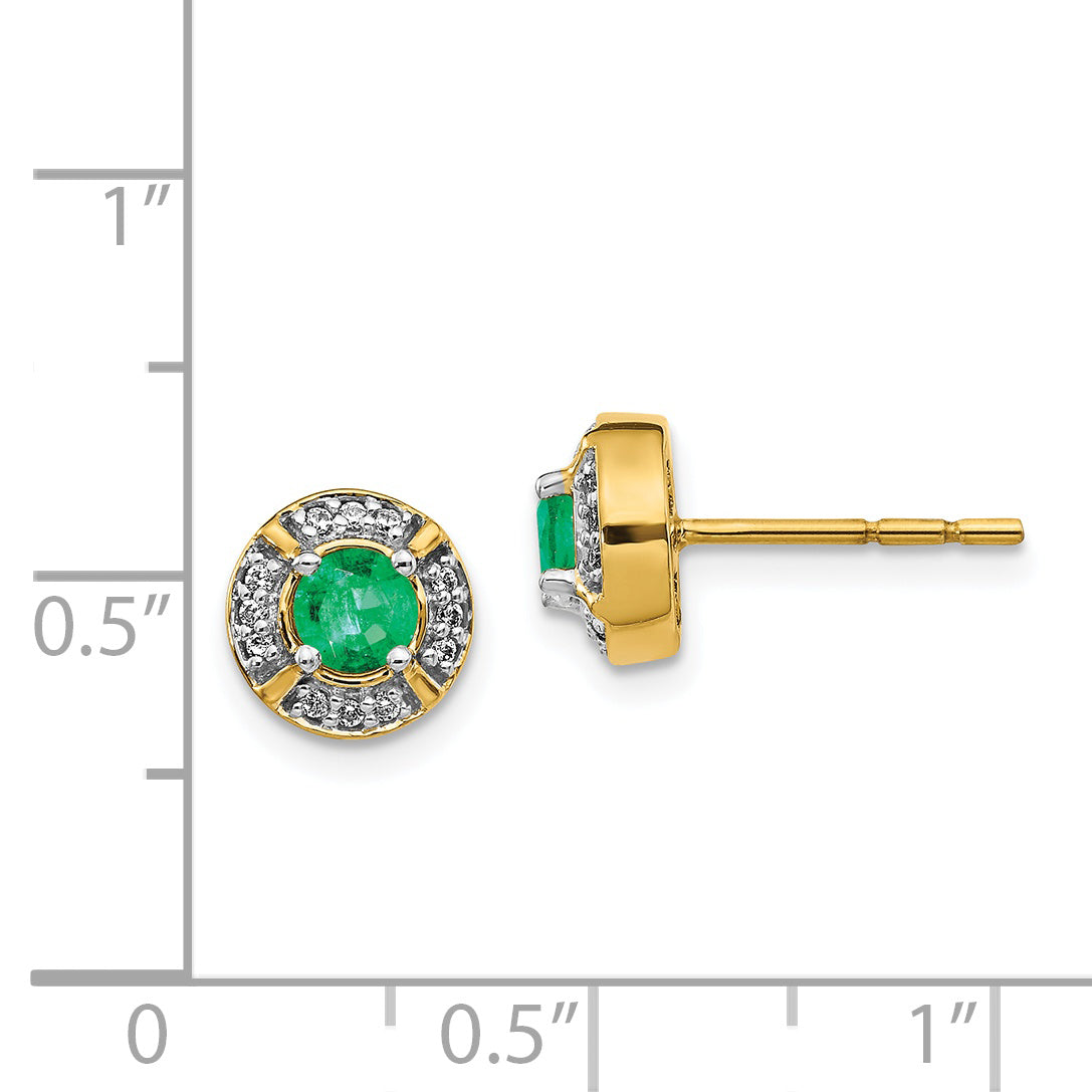 14k Diamond and Emerald Fancy Halo Earrings (2.45 grams)