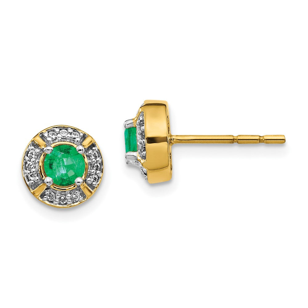 14k Diamond and Emerald Fancy Halo Earrings (2.45 grams)