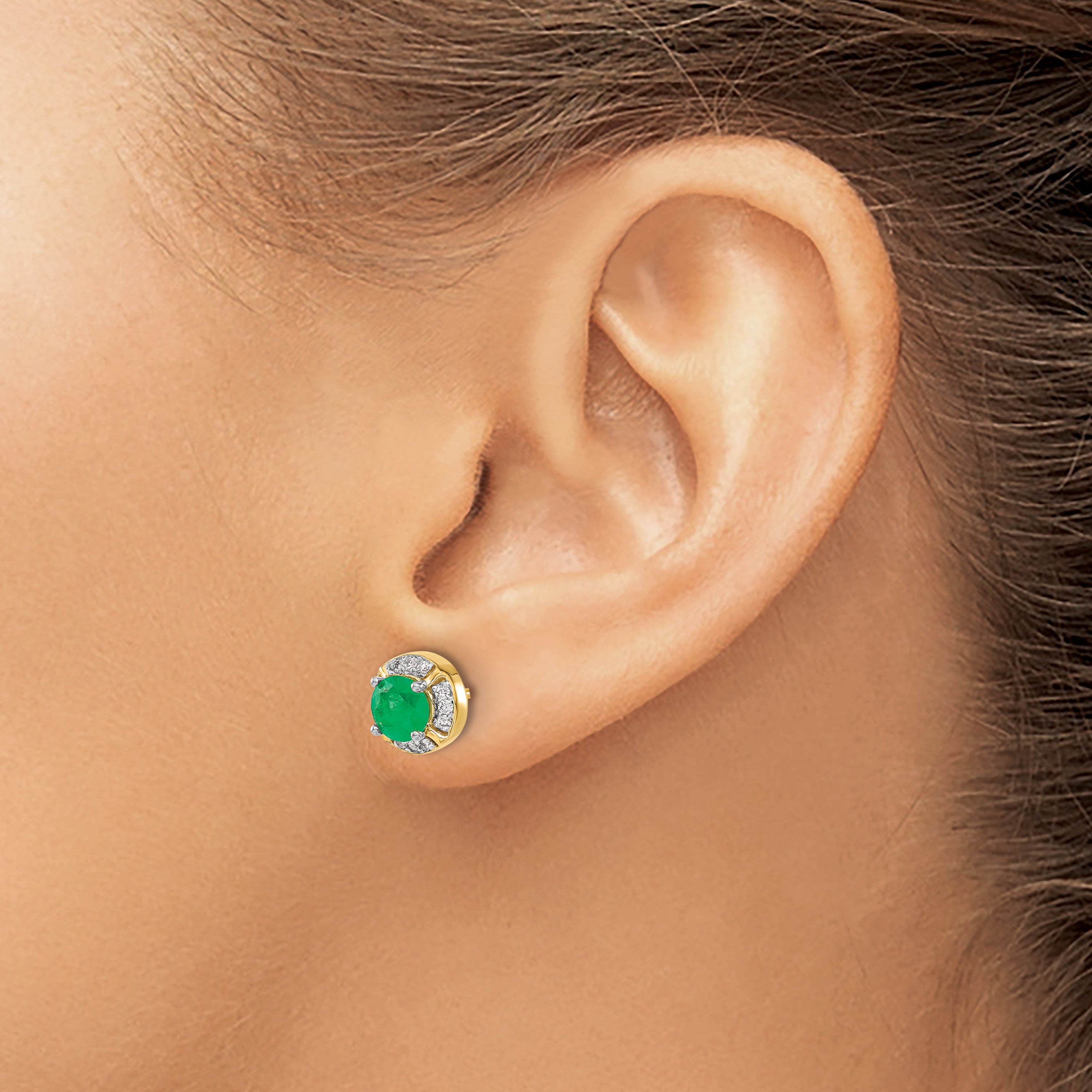 14k Diamond and Emerald Fancy Halo Earrings (3.2 grams)