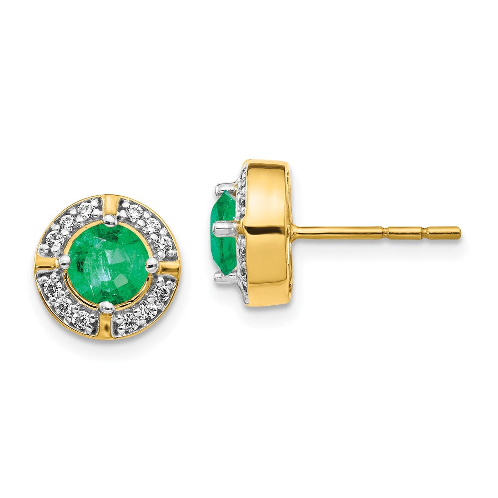 14k Diamond and Emerald Fancy Halo Earrings (3.2 grams)