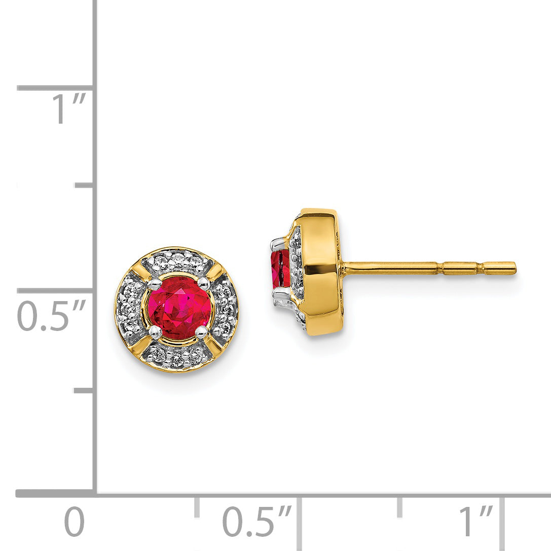 14k Diamond and Ruby Fancy Halo Earrings (2.45 grams)