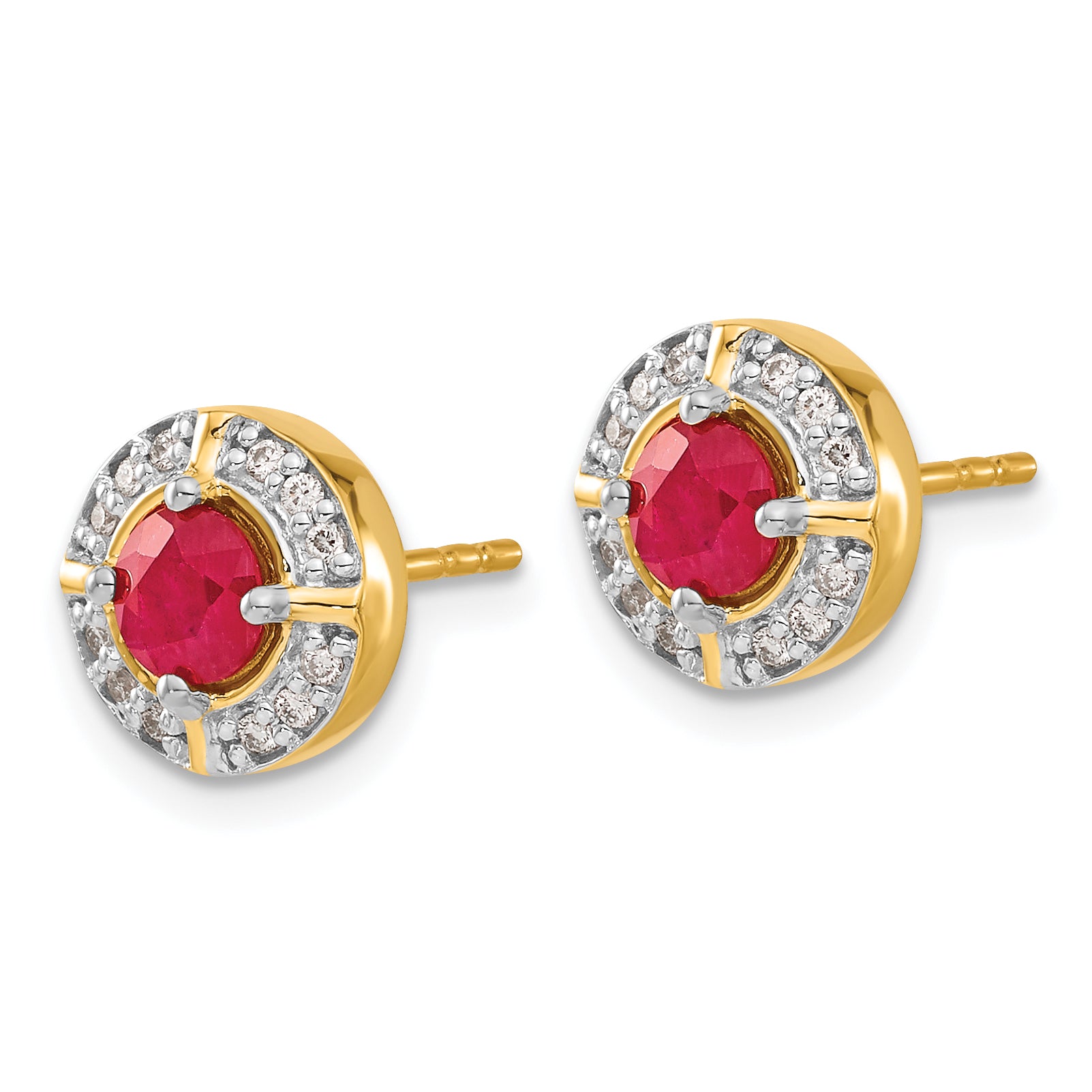 14k Diamond and Ruby Fancy Halo Earrings (2.9 grams)