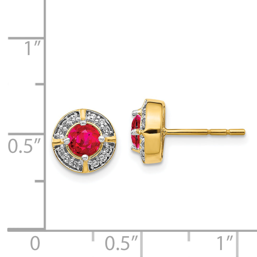 14k Diamond and Ruby Fancy Halo Earrings (2.9 grams)