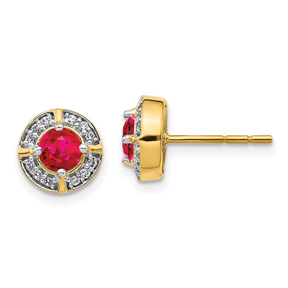 14k Diamond and Ruby Fancy Halo Earrings (2.9 grams)