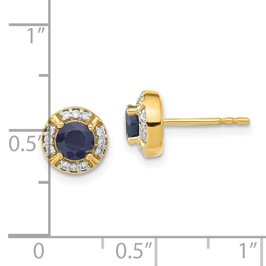 14k Diamond and Sapphire Fancy Halo Earrings (2.9 grams)