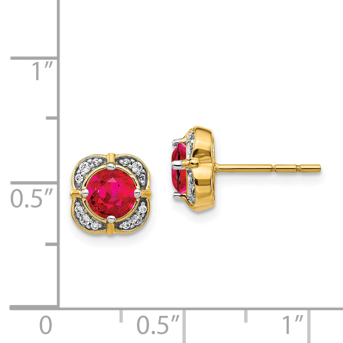 14k Diamond and Ruby Fancy Earrings (2.1 grams)