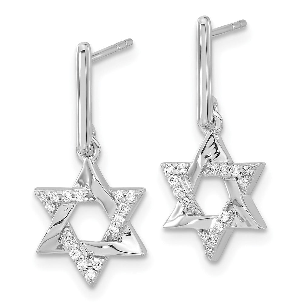 14k White Gold 9 mm Diamond Star of David Dangle Earrings (2.23 grams)