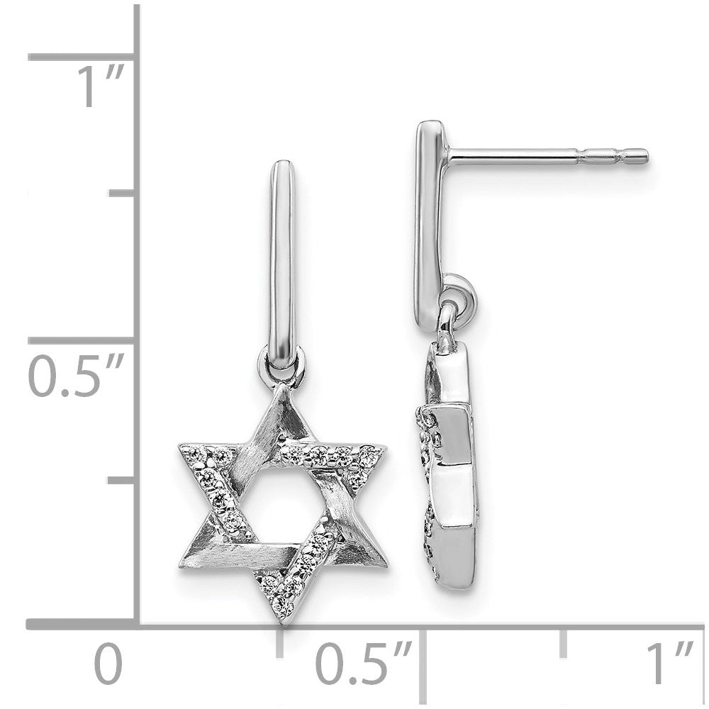 14k White Gold 9 mm Diamond Star of David Dangle Earrings (2.23 grams)