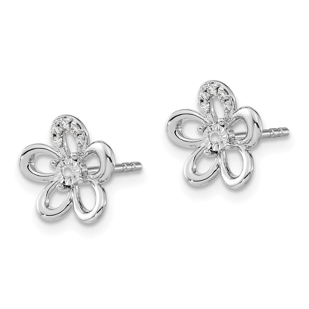 14k White Gold 11 mm Diamond Flower Earrings (1.55 grams)