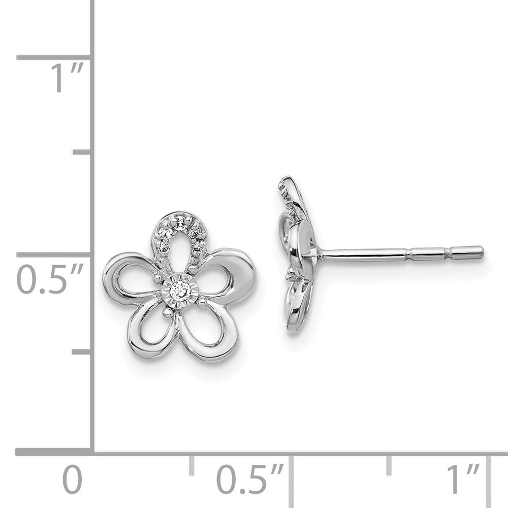 14k White Gold 11 mm Diamond Flower Earrings (1.55 grams)