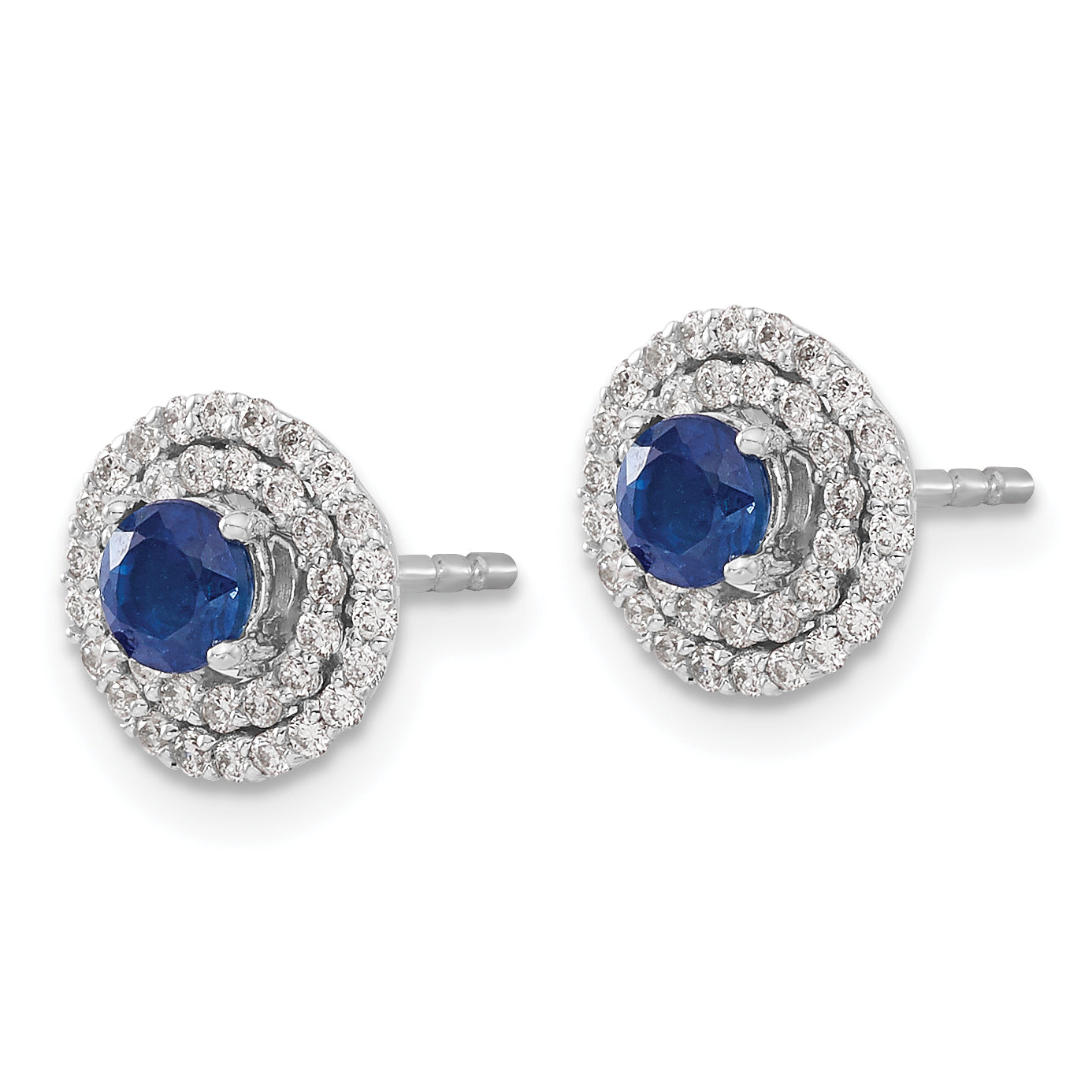 14k White Gold Diamond and Sapphire Stud w/ Jacket Earrings (1.65 grams)