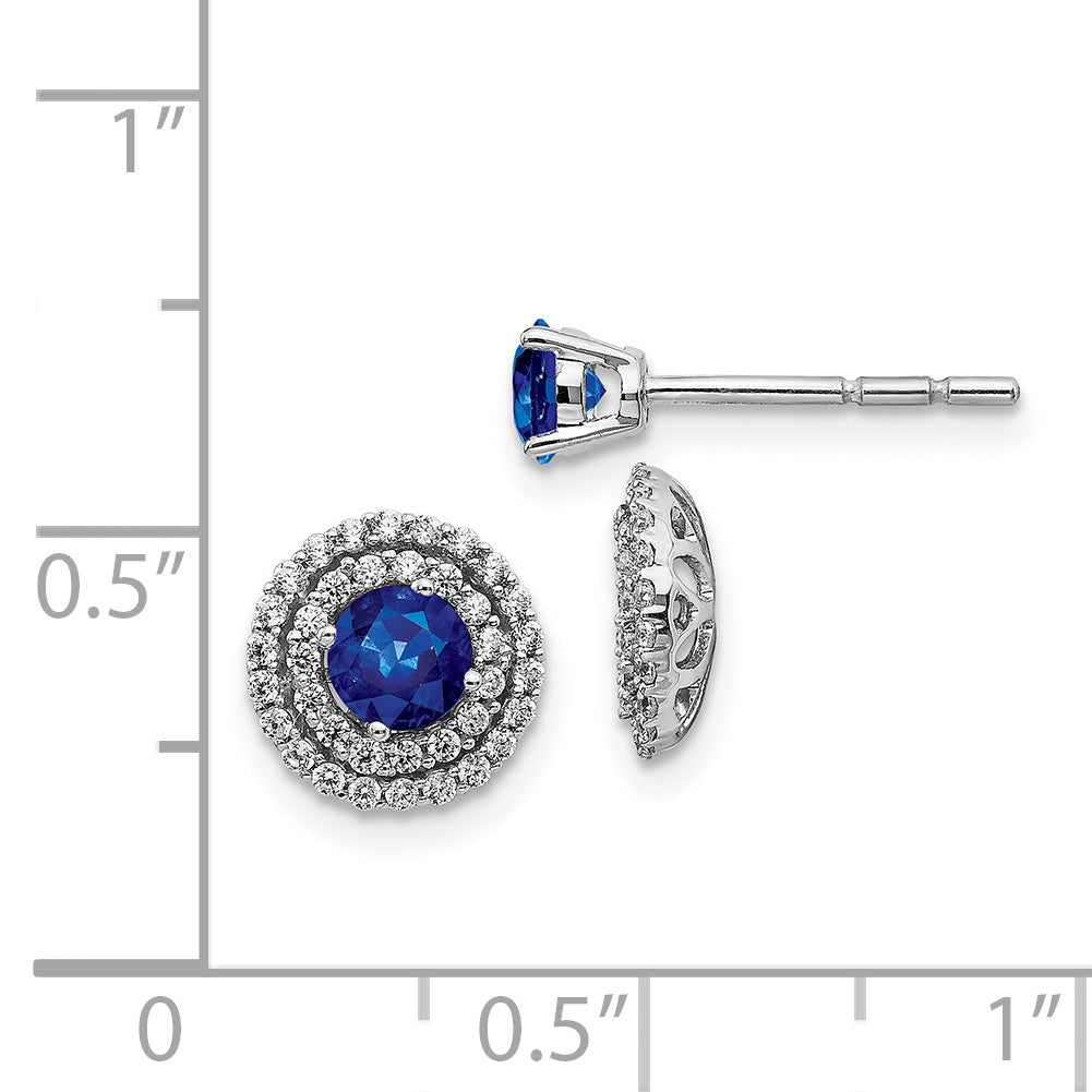 14k White Gold Diamond and Sapphire Stud w/ Jacket Earrings (1.65 grams)